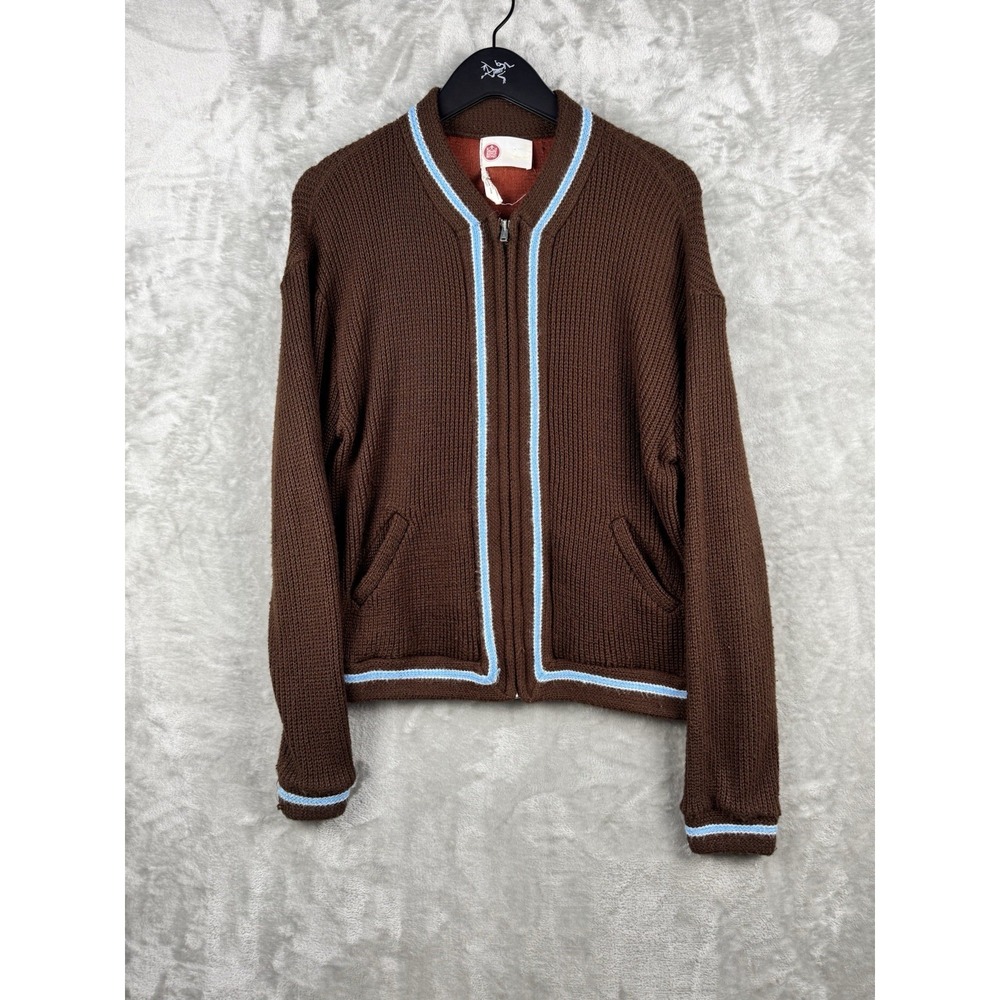 Vintage Sears Kings Road Acrylic Zip Up Cardigan Mens Medium 70s Rockabilly‎